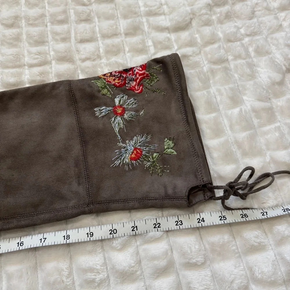 Zigi Soho 9 Bryna Faux Suede Over the‎ Knee Floral Embroidered Heel Boots Boho